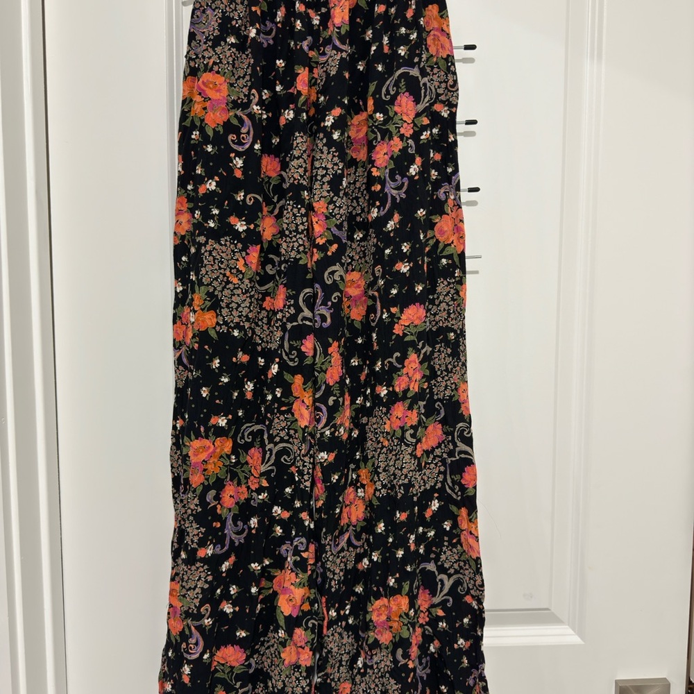Floral Black Flowy Pants